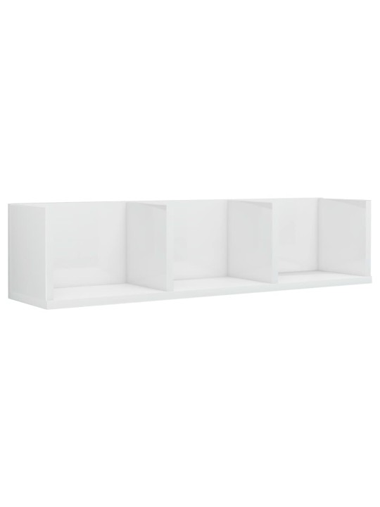 Cd sienas plaukts, spīdīgi balts, 75x18x18cm, inženierijas koks