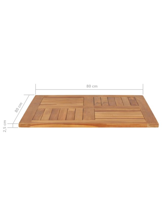 Galda virsma, 80x80x2,5 cm, kvadrāta forma, masīvs tīkkoks