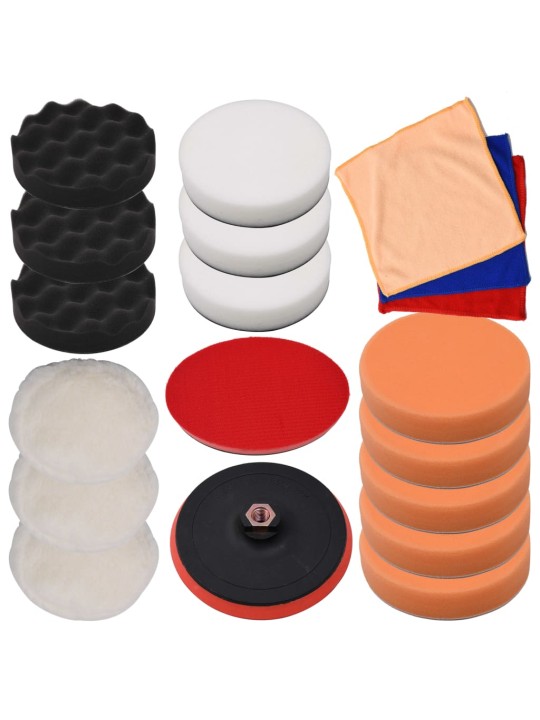 18-daļīgs pulēšanas spilventiņu komplekts, 150 mm