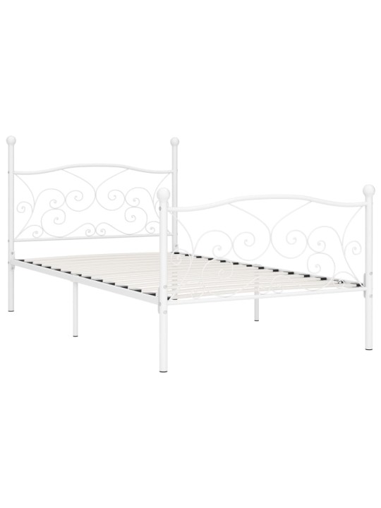 Gultas rāmis ar redeļu pamatni, balts, 100x200 cm, metāls