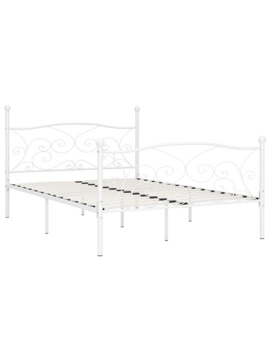 Gultas rāmis ar redeļu pamatni, balts, 120x200 cm, metāls