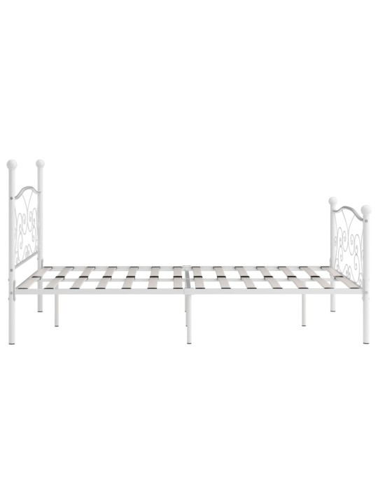 Gultas rāmis ar redeļu pamatni, balts, 120x200 cm, metāls