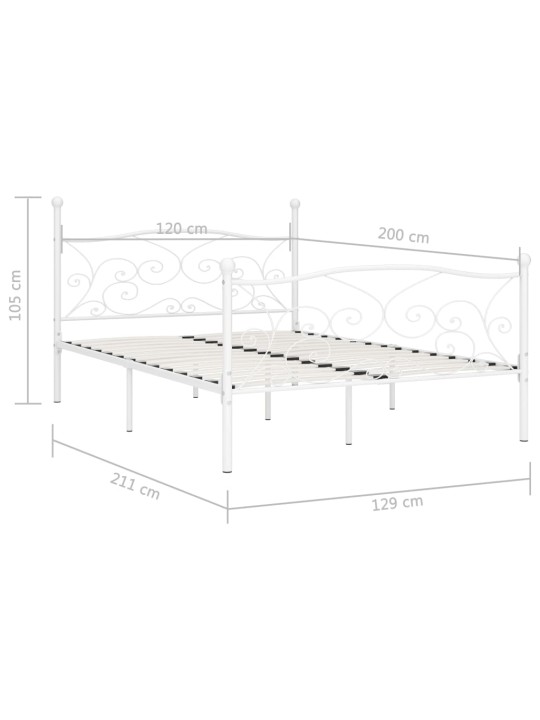 Gultas rāmis ar redeļu pamatni, balts, 120x200 cm, metāls