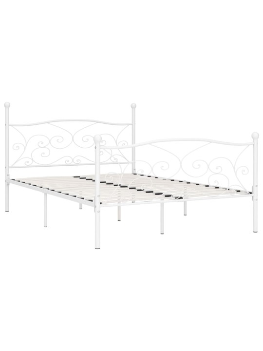 Gultas rāmis ar redeļu pamatni, balts, 140x200 cm, metāls