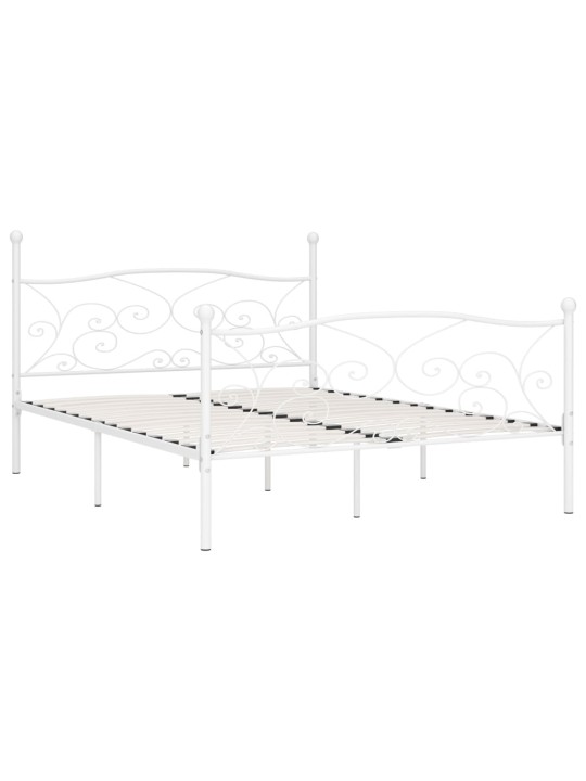 Gultas rāmis ar redeļu pamatni, balts, 180x200 cm, metāls