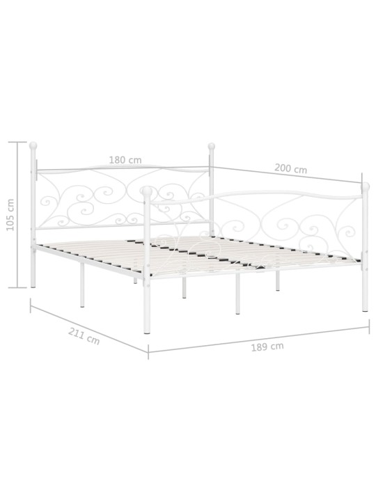 Gultas rāmis ar redeļu pamatni, balts, 180x200 cm, metāls