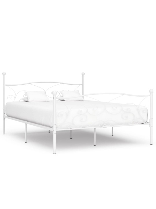 Gultas rāmis ar redeļu pamatni, balts, 200x200 cm, metāls