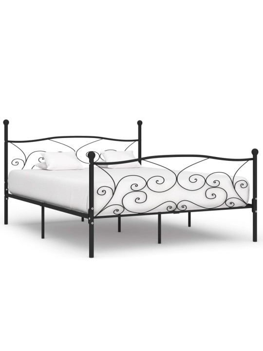 Gultas rāmis ar redeļu pamatni, melns, 200x200 cm, metāls
