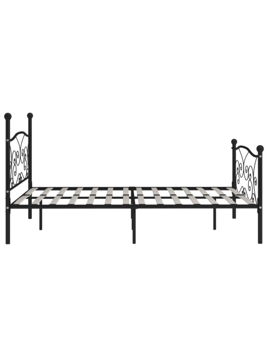 Gultas rāmis ar redeļu pamatni, melns, 200x200 cm, metāls