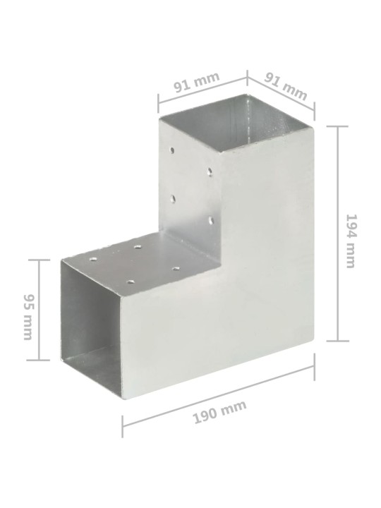 Stabu savienotājs, l forma, cinkots metāls, 91x91 mm