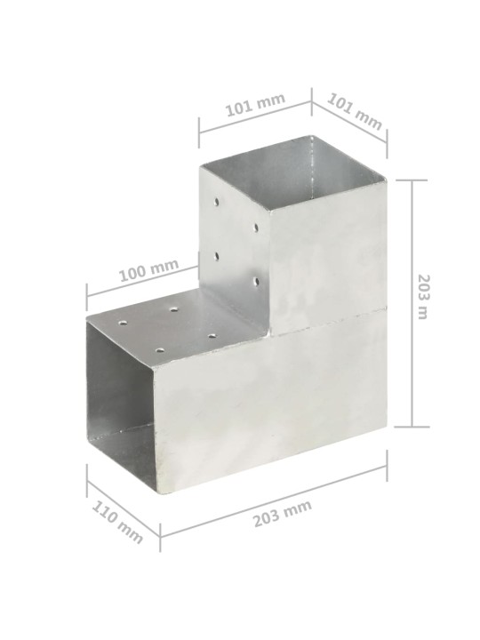 Stabu savienotājs, l forma, cinkots metāls, 101x101 mm