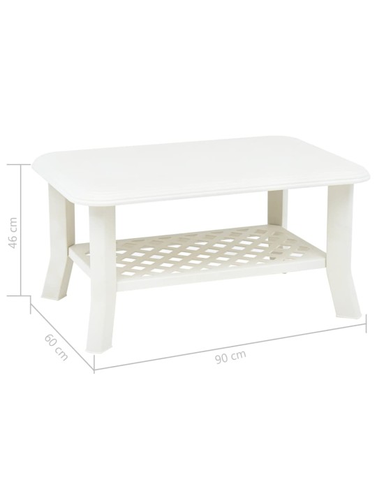 Kafijas galdiņš, balts, 90x60x46 cm, plastmasa