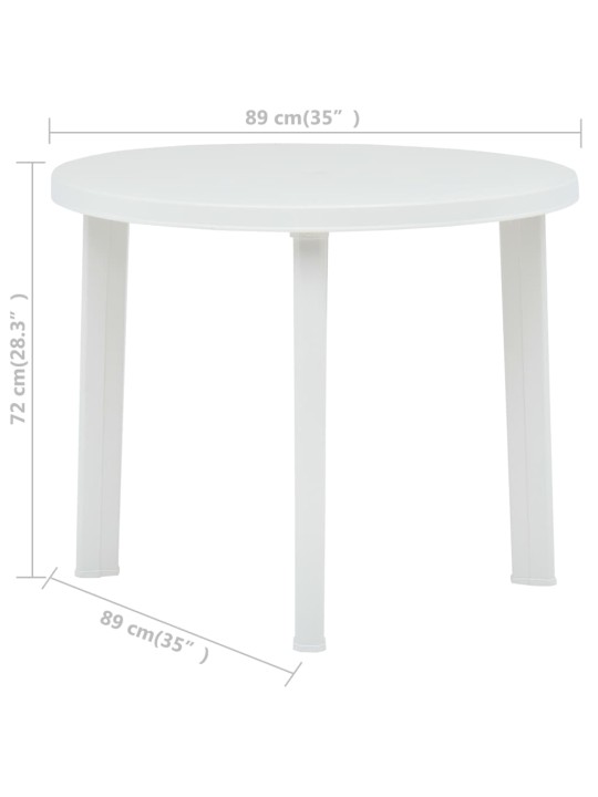 Dārza galds, balts, 89 cm, plastmasa