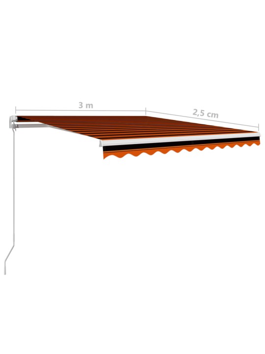Izvelkama markīze, oranža, brūna, 300x250 cm, manuāli darbināma