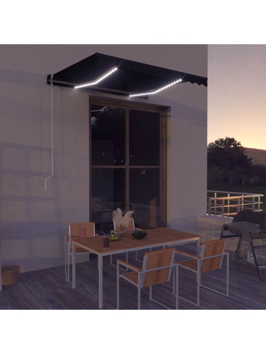 Izvelkama markīze ar led, pelēka, 300x250 cm, manuāla