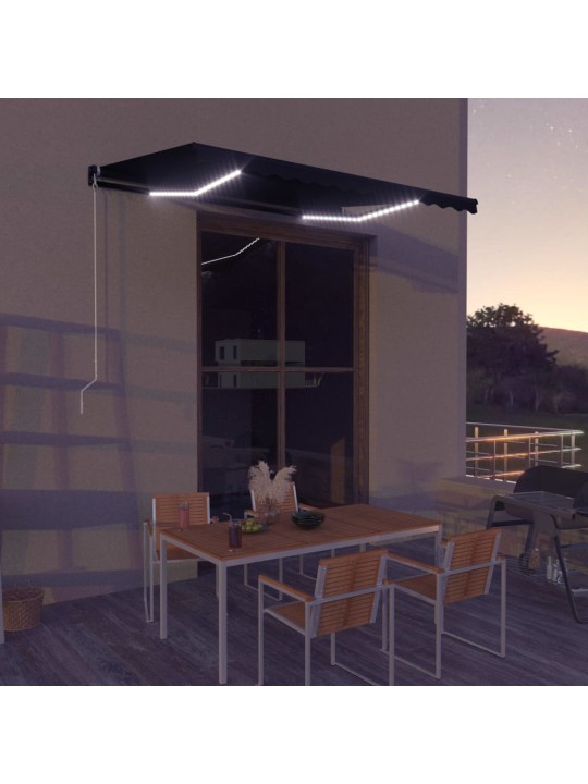 Manuāli izvelkama markīze ar led, 350x250 cm, antracītpelēka