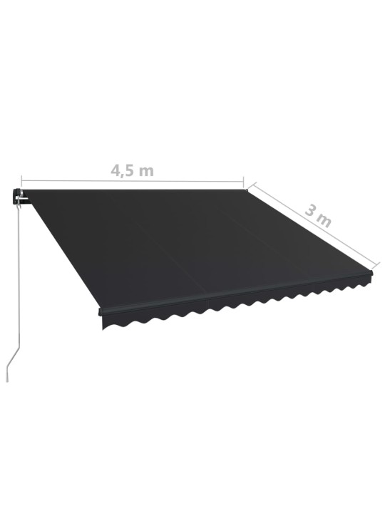 Manuāli izvelkama markīze ar led, 450x300 cm, antracītpelēka