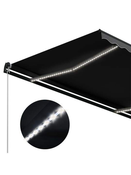 Izvelkama markīze ar led, manuāli darbināma, 600x300 cm, pelēka