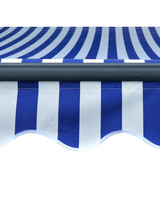 Izvelkama markīze ar led, zila un balta, 600x300 cm, manuāla