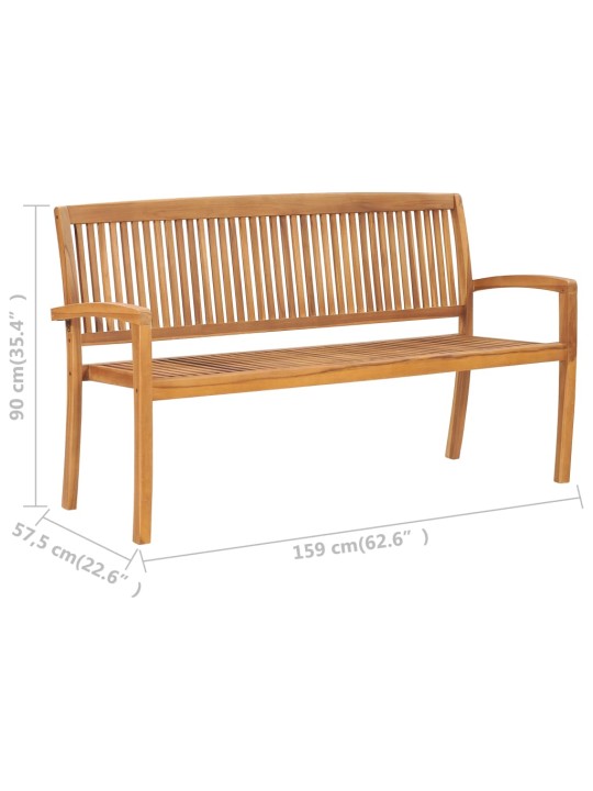 Trīsvietīgs dārza sols, 159 cm, masīvs tīkkoks