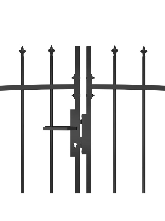 Dārza žoga vārti ar pīķiem augšpusē, 5x2 m, melni