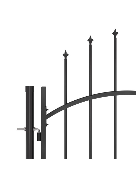 Dārza žoga vārti ar pīķiem augšpusē, 5x2,45 m, melni