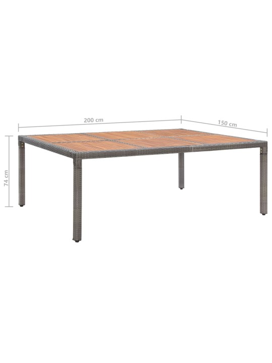 Dārza galds, 200x150x74 cm, pelēka pe rotangpalma, akācija