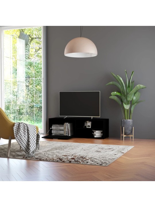 Tv skapītis, melns, 120x34x37 cm, inženierijas koks