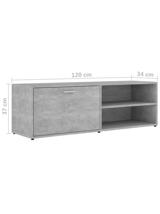 Tv skapītis, betonpelēks, 120x34x37 cm, inženierijas koks