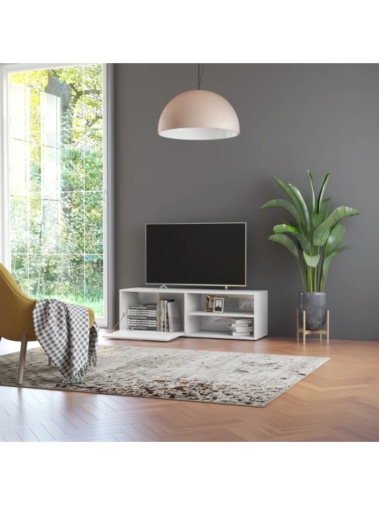Tv skapītis, spīdīgi balts, 120x34x37 cm, inženierijas koks