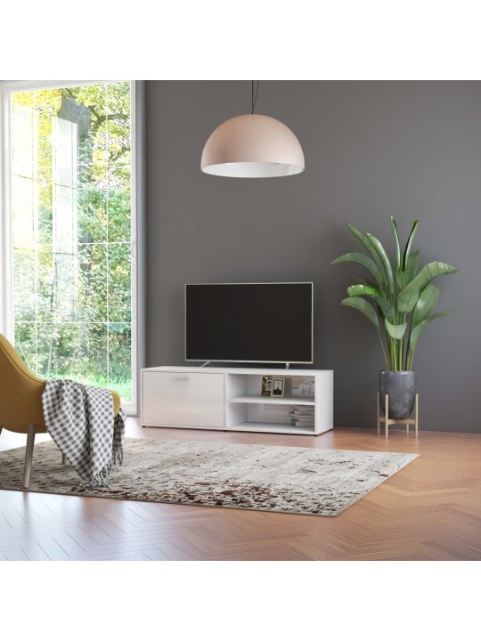 Tv skapītis, spīdīgi balts, 120x34x37 cm, inženierijas koks