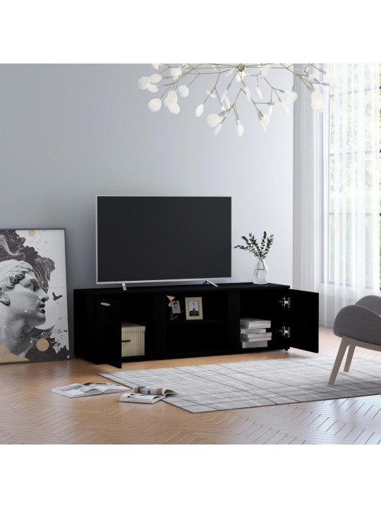 Tv skapītis, melns, 120x34x37 cm, inženierijas koks
