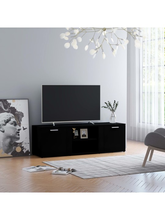 Tv skapītis, melns, 120x34x37 cm, inženierijas koks