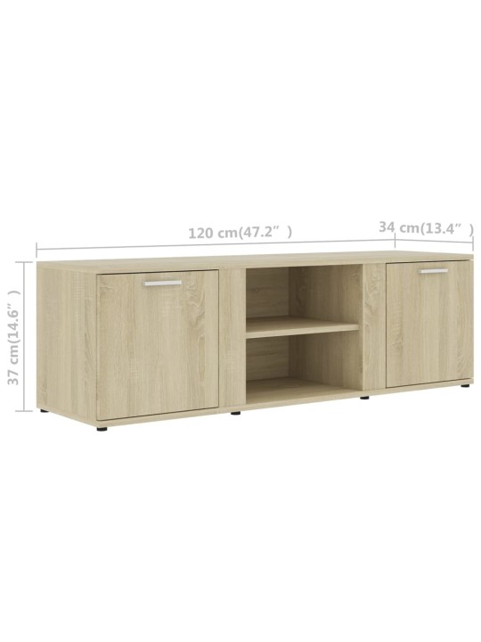 Tv skapītis, ozolkoka krāsa, 120x34x37 cm, inženierijas koks