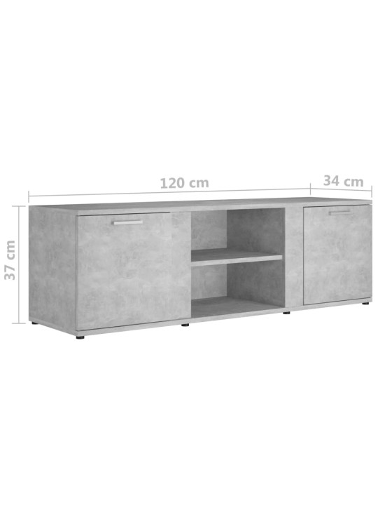 Tv skapītis, betonpelēks, 120x34x37 cm, inženierijas koks