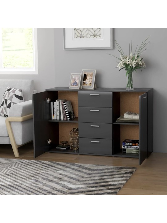 Kumode, pelēka, 120x35,5x75 cm, inženierijas koks