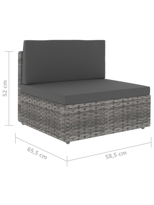 2-daļīgs dārza atpūtas mēbeļu komplekts, pe rotangpalma, pelēks