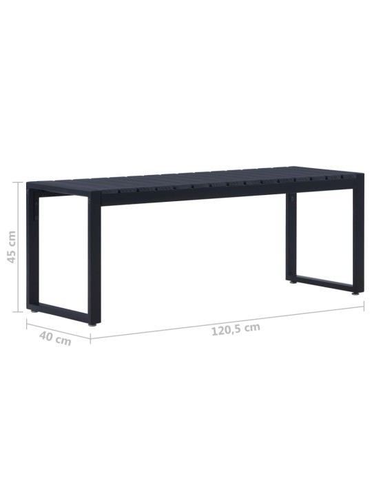 Dārza sols, 120,5 cm, melns, ps plāksne