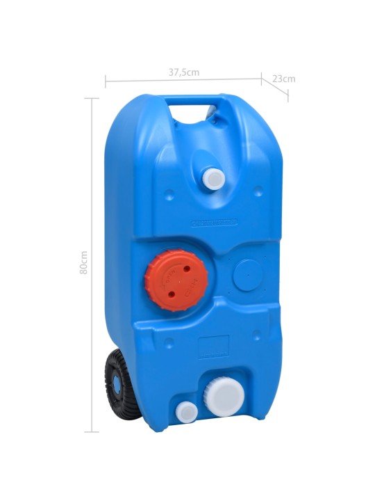 Ūdens tvertne kempingam, ar riteņiem, 40 l, zila