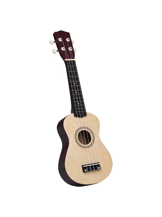 Soprāna bērnu ukulele ar somu, gaiša koka krāsā, 21"