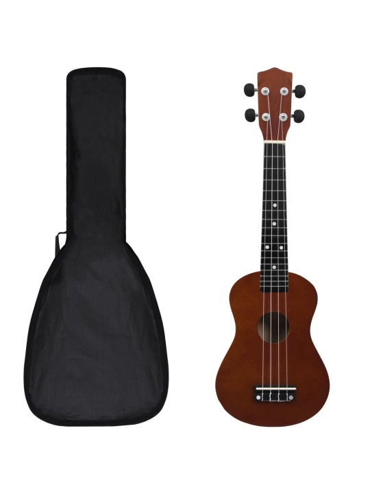 Soprāna bērnu ukulele ar somu, tumša koka krāsā, 23"