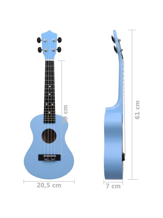 Soprāna bērnu ukulele ar somu, zilgana, 23"