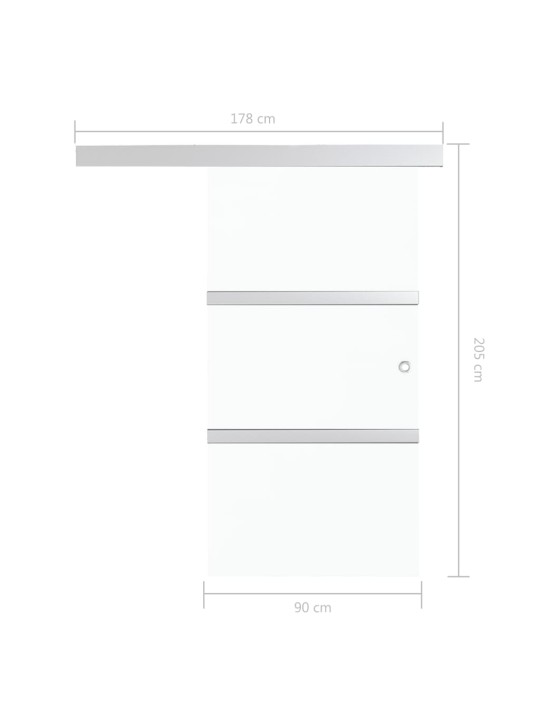 Bīdāmās durvis, esg stikls, alumīnijs, 90x212 cm, sudraba krāsā