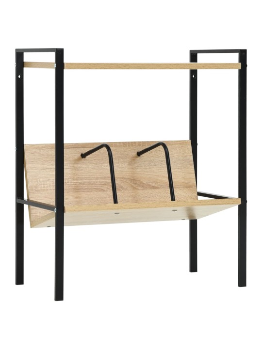 2 līmeņu grāmatplaukts, melns, ozolkoka, 52x28x59 cm, koks