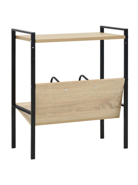 2 līmeņu grāmatplaukts, melns, ozolkoka, 52x28x59 cm, koks
