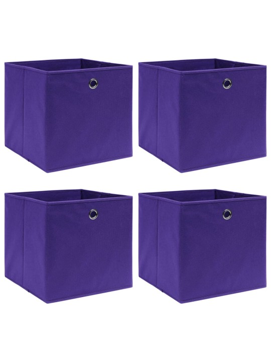 Uzglabāšanas kastes, 4 gab., violetas, 32x32x32 cm, audums