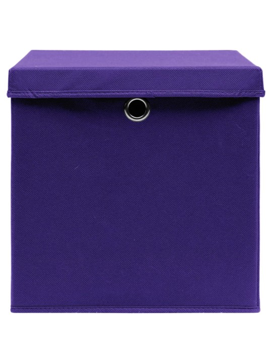 Uzglabāšanas kastes ar vāku, 4 gab., 32x32x32 cm, violetas