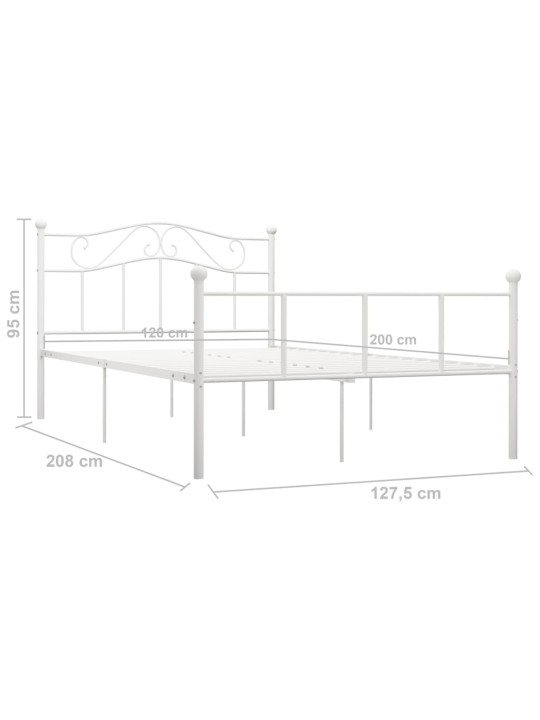 Gultas rāmis, balts metāls, 120x200 cm
