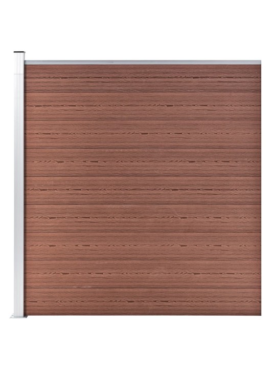 Dārza žogs, 3 kvadrāta, 1 slīps panelis, 619x186 cm, brūns wpc