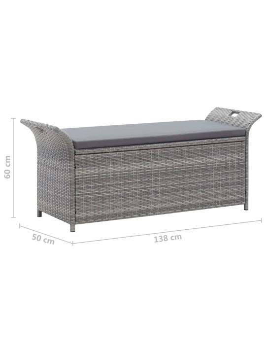 Uzglabāšanas sols ar matraci, pelēks, 138 cm, PE rotangpalma